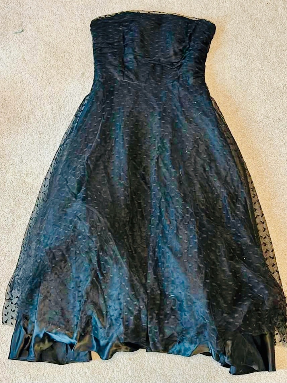 Betsy & Adam Strapless Black Overlay Cocktail Dress